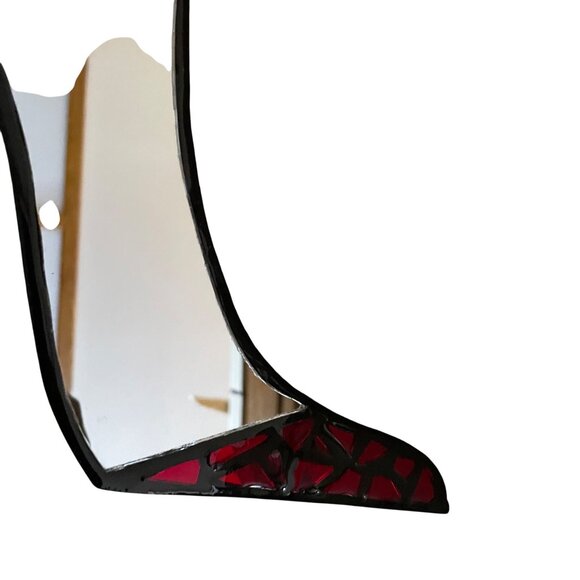 Stained Glass High Heel Boot Shaped Mirror With Beaded Accents & Mosaic Design - Picture 6 of 11